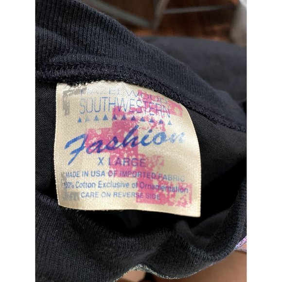 Vintage 90s Southwestern Fringe Crewneck Neon‎ Sweatshirt Size XL | J1 - Picture 6 of 7